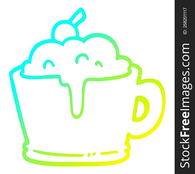 cold gradient line drawing of a cartoon fancy mocha coffee