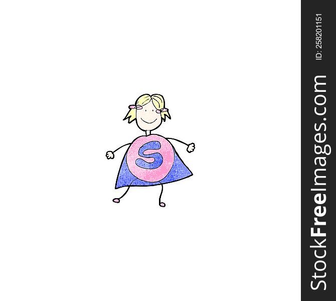Child S Drawing Of A Superhero Girl