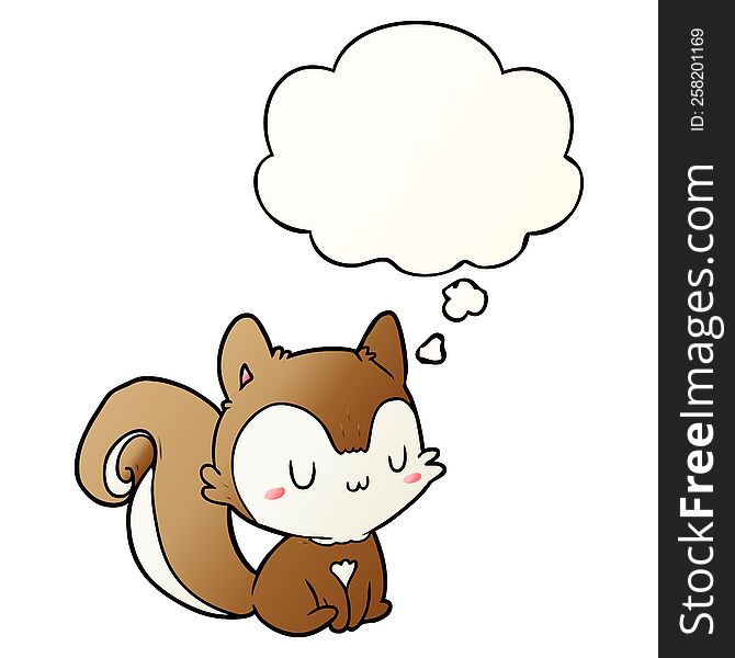 Cartoon Squirrel And Thought Bubble In Smooth Gradient Style
