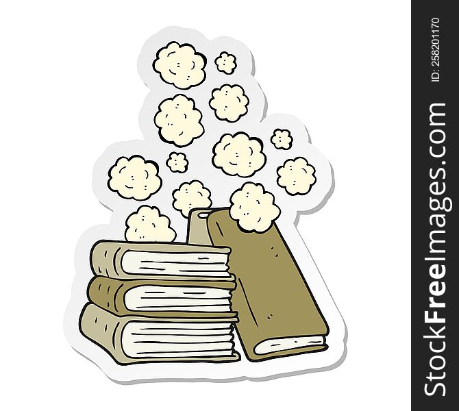 sticker of a cartoon stack of books