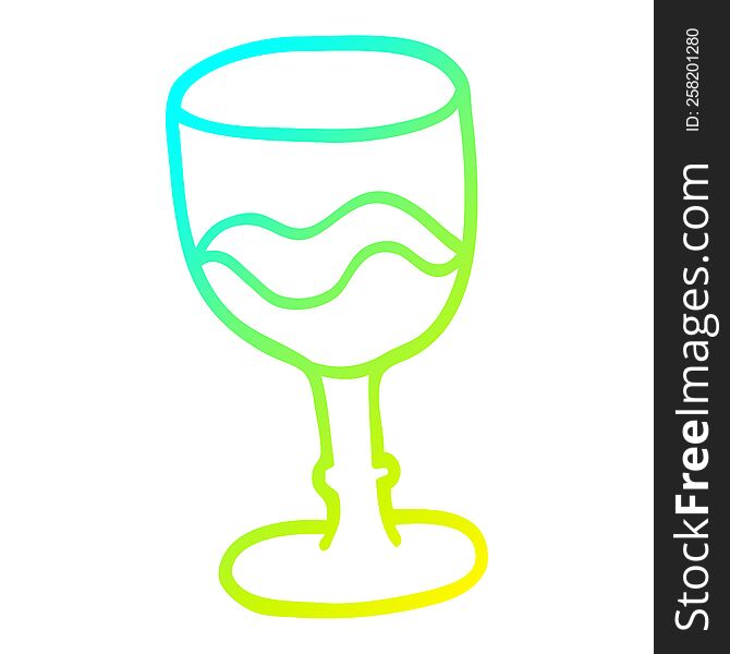 Cold Gradient Line Drawing Cartoon Glass Of Red Wine