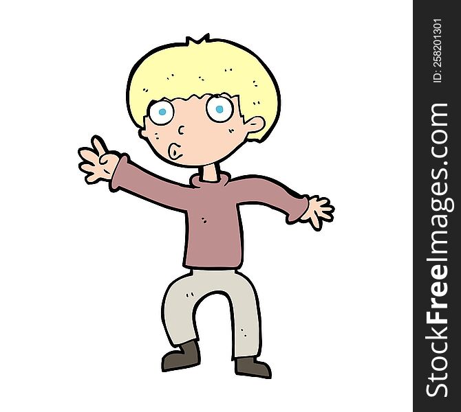 Cartoon Boy Waving Warning