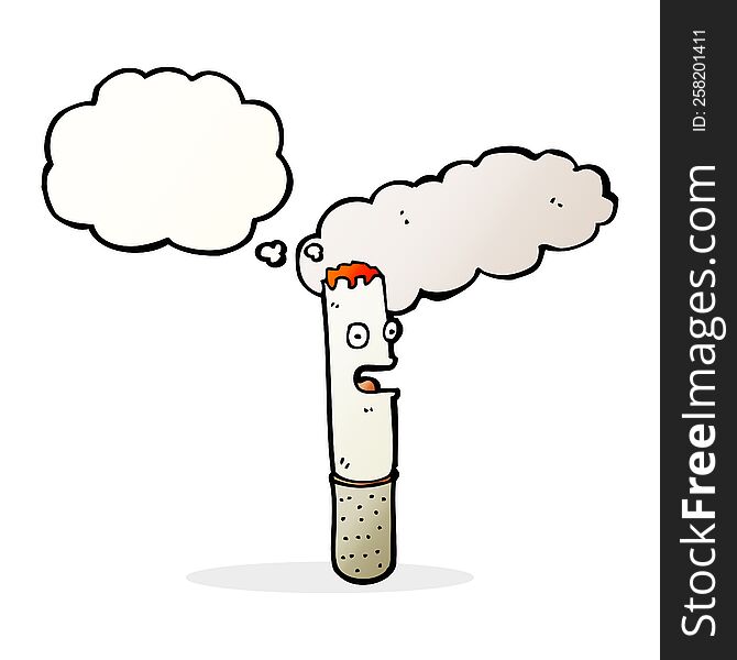 cartoon cigarette with thought bubble