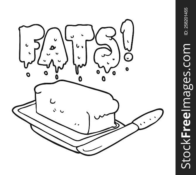 freehand drawn black and white cartoon butter fats