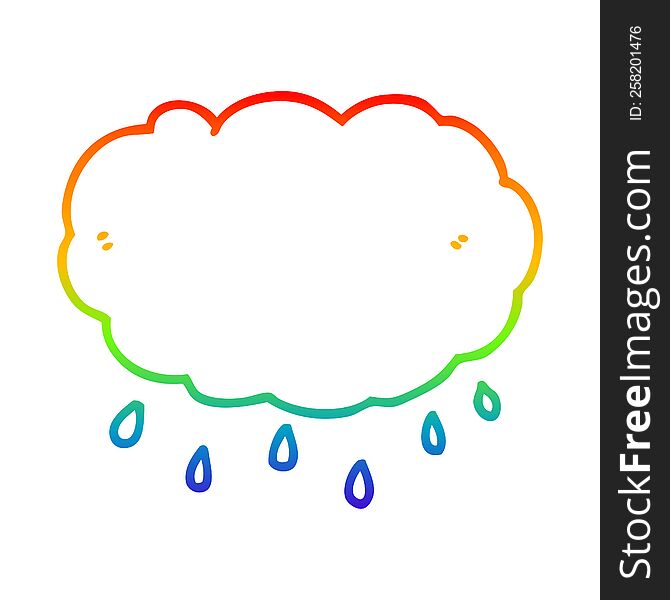 rainbow gradient line drawing of a cartoon rain cloud