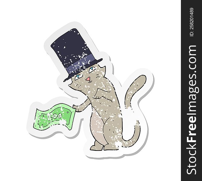 retro distressed sticker of a cartoon rich cat