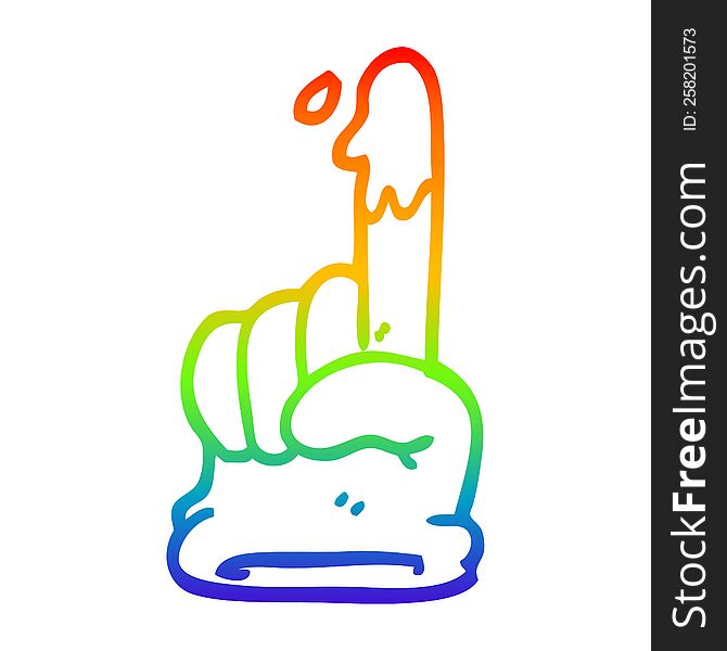 rainbow gradient line drawing of a cartoon medical glove