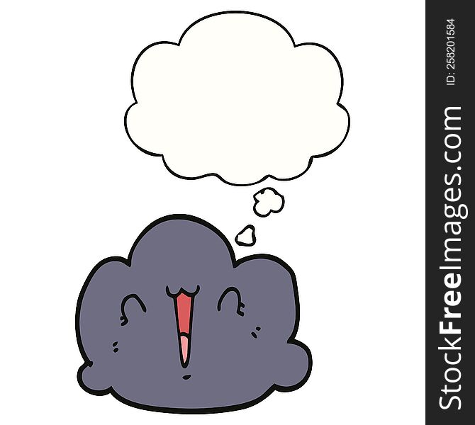 Happy Cloud Cartoon And Thought Bubble