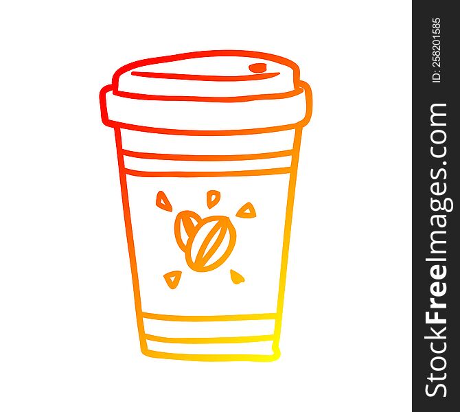 Warm Gradient Line Drawing Cup Of Takeout Coffee