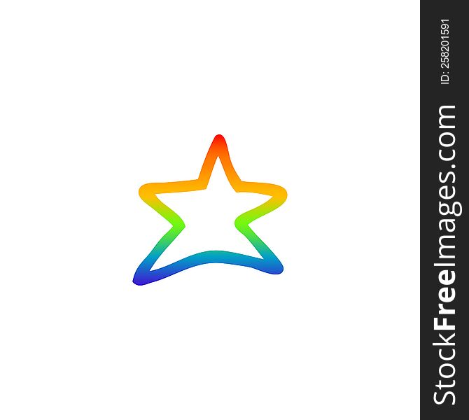 Rainbow Gradient Line Drawing Cartoon Star Symbol