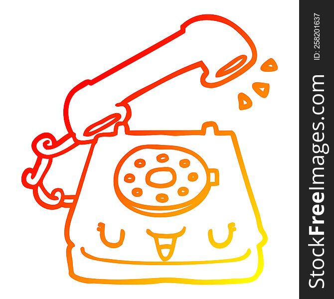 Warm Gradient Line Drawing Cute Cartoon Telephone