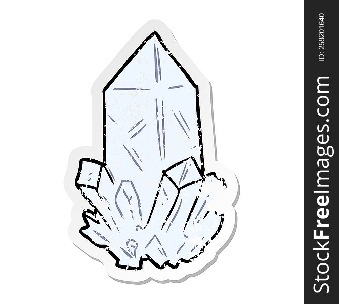 distressed sticker of a cartoon quartz crystal