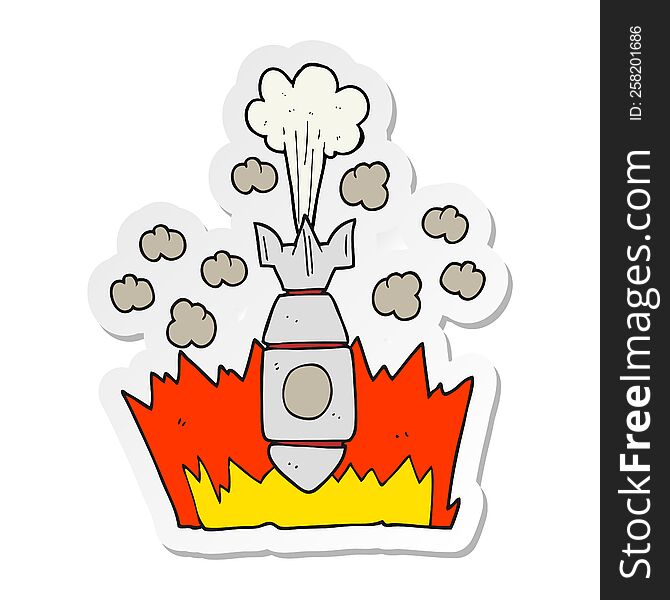 Sticker Of A Cartoon Falling Bomb