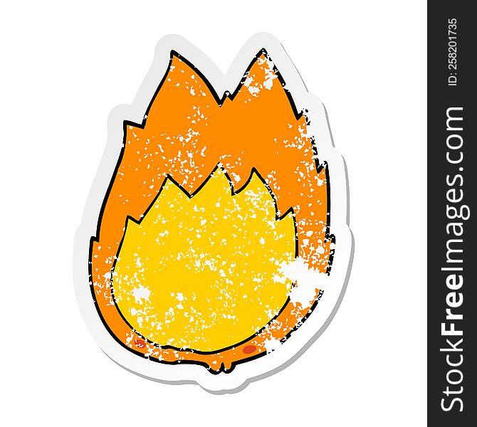 distressed sticker of a cartoon flames