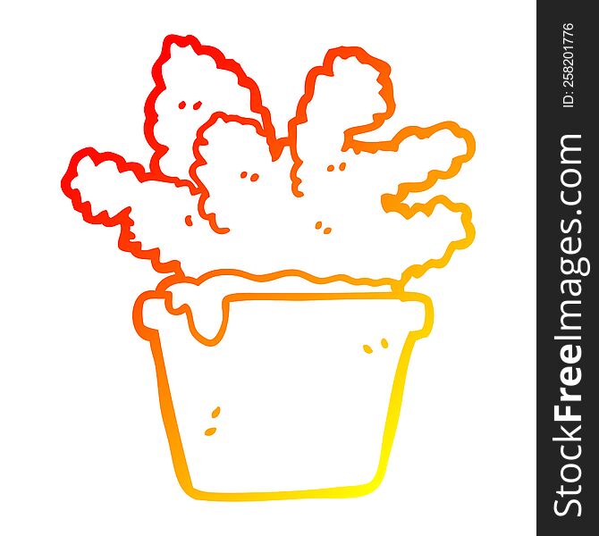 warm gradient line drawing of a cartoon house plant