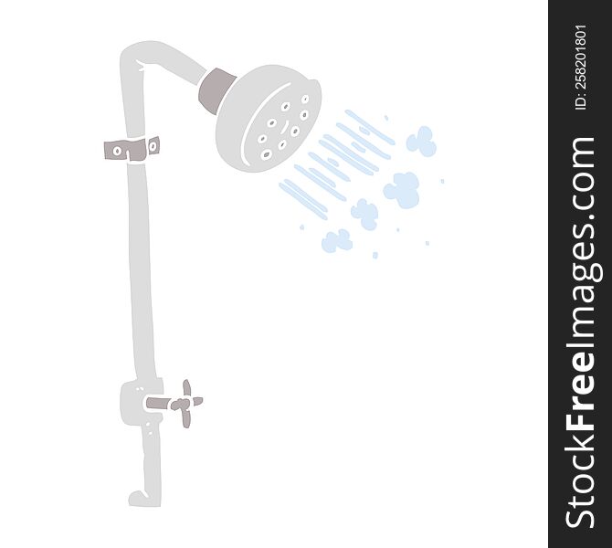 Flat Color Illustration Of A Cartoon Shower