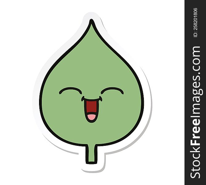 sticker of a cute cartoon expressional leaf