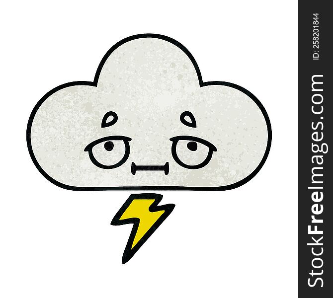 retro grunge texture cartoon of a thunder cloud