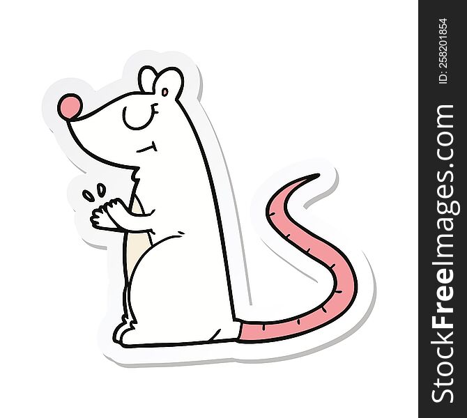 Sticker Of A Cartoon White Mouse