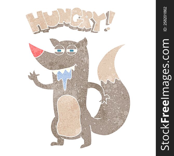 Retro Cartoon Hungry Wolf