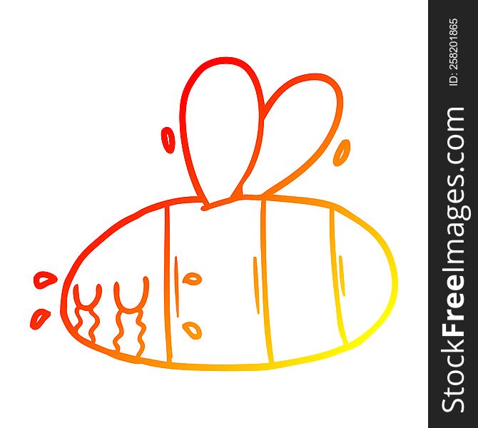 Warm Gradient Line Drawing Cartoon Crying Bee