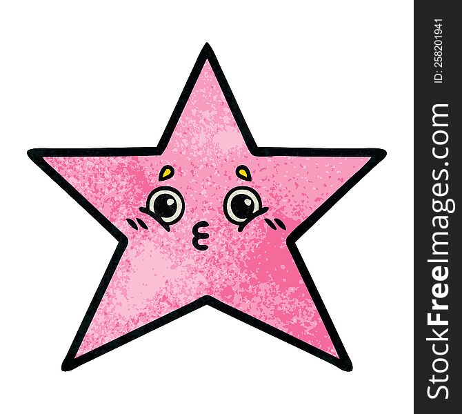 Retro Grunge Texture Cartoon Star Fish