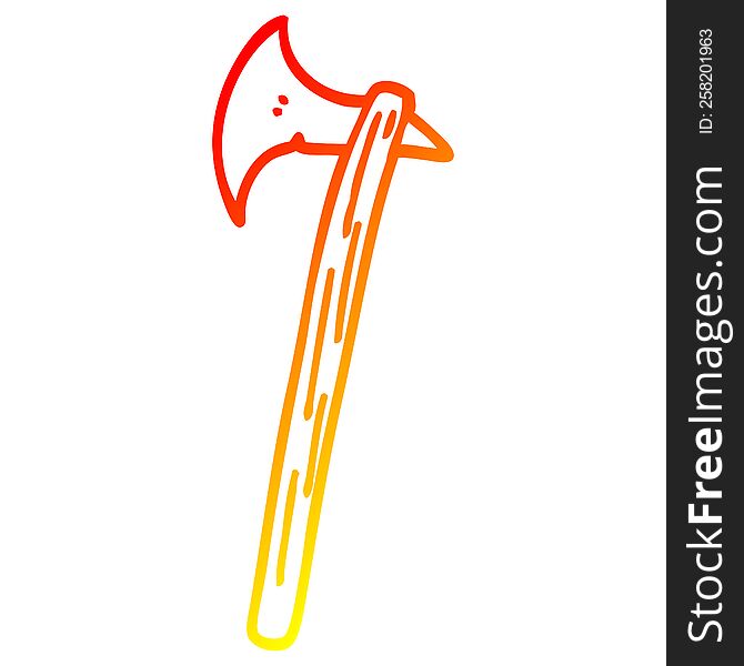 warm gradient line drawing of a cartoon golden large axe