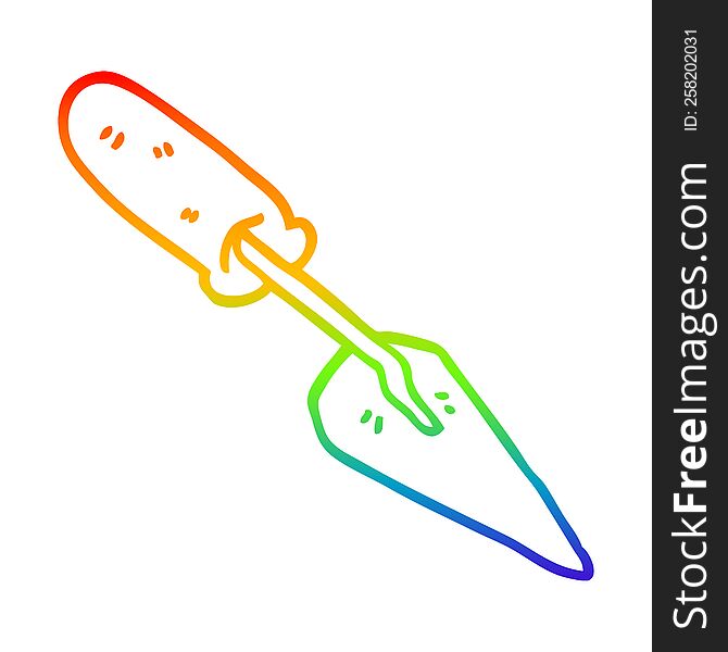 rainbow gradient line drawing of a cartoon trowel