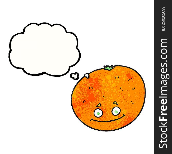 freehand drawn thought bubble textured cartoon orange