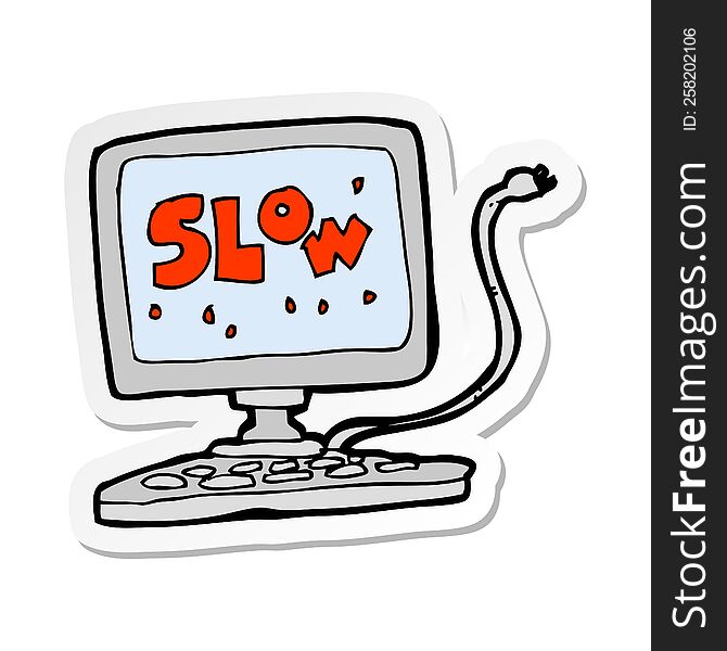 sticker of a cartoon slow computer