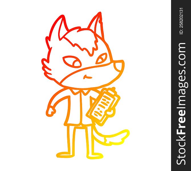 warm gradient line drawing friendly cartoon wolf manager