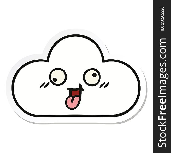 sticker of a cute cartoon cloud