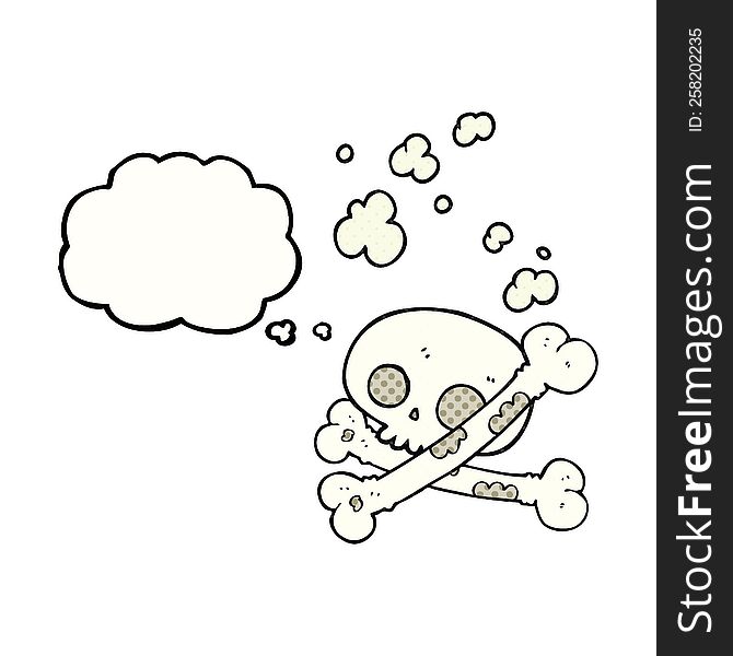 freehand drawn thought bubble cartoon old pile of bones