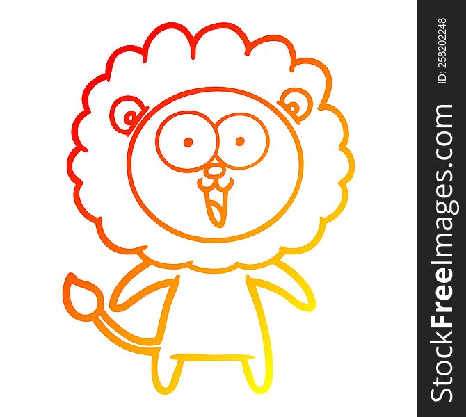 Warm Gradient Line Drawing Happy Cartoon Lion