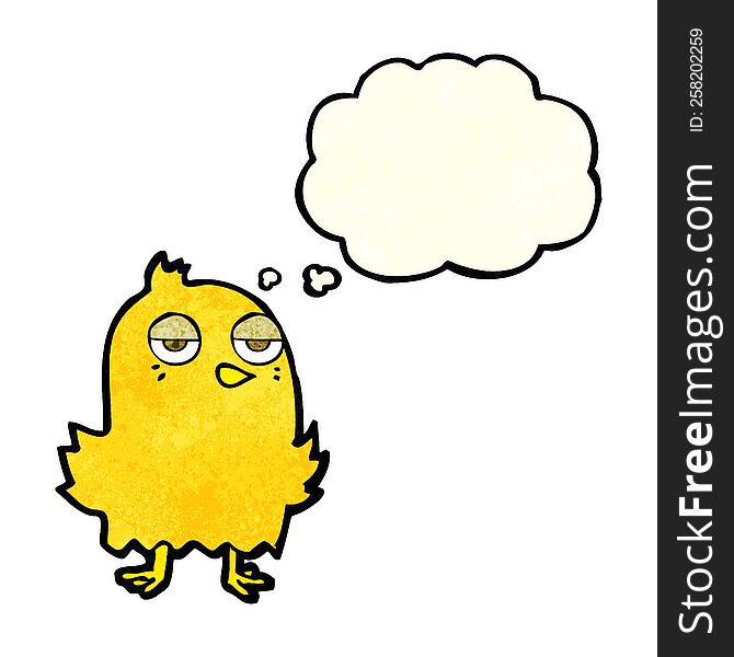Cartoon Bored Bird With Thought Bubble