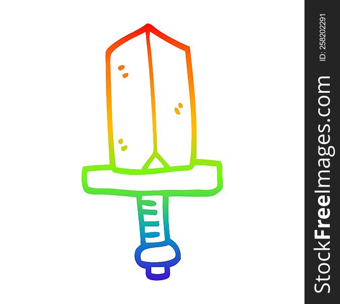 rainbow gradient line drawing of a cartoon jeweled dagger