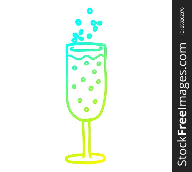 Cold Gradient Line Drawing Cartoon Champagne Flute