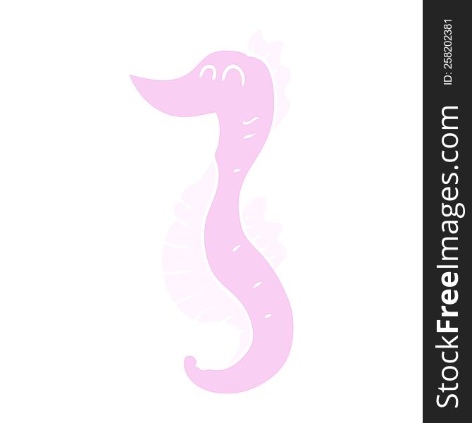 Flat Color Illustration Of A Cartoon Seahorse