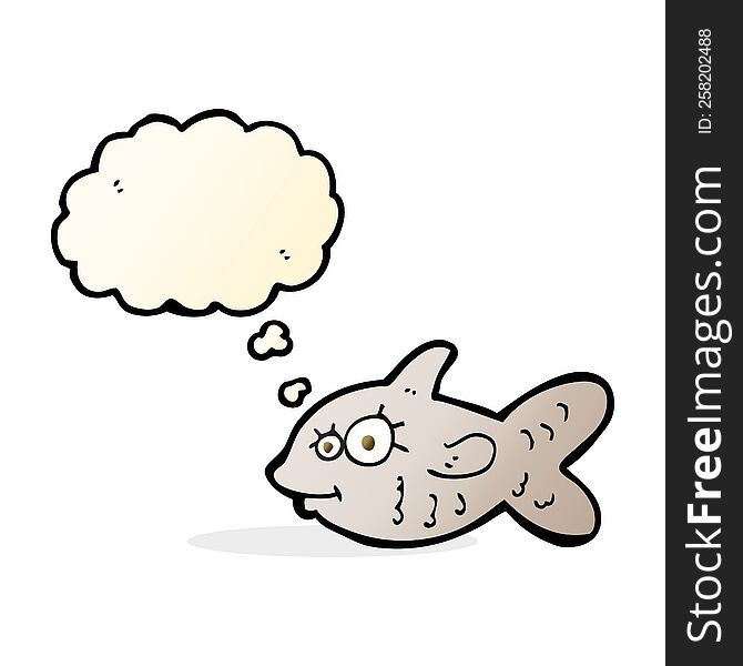 Cartoon Happy Goldfish With Thought Bubble