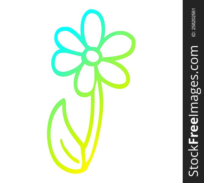 cold gradient line drawing of a cartoon single flower