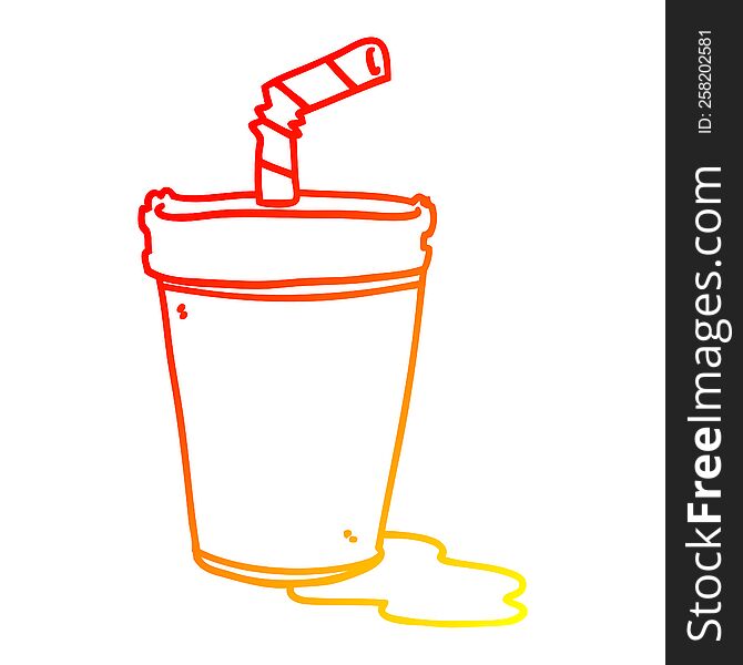 warm gradient line drawing of a cartoon soda cup