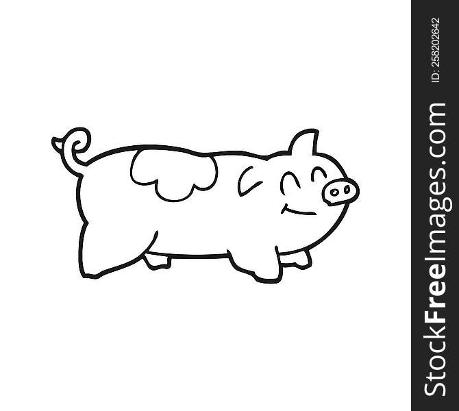 Black And White Cartoon Pig