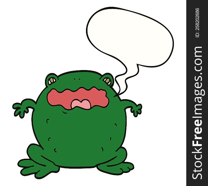 cartoon toad with speech bubble. cartoon toad with speech bubble