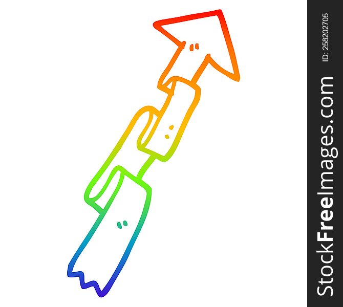 Rainbow Gradient Line Drawing Cartoon Banner Arrow