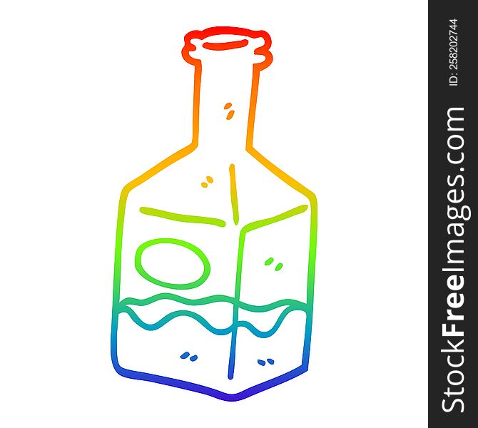 Rainbow Gradient Line Drawing Cartoon Drink In Decanter