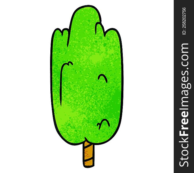 textured cartoon doodle single green tree