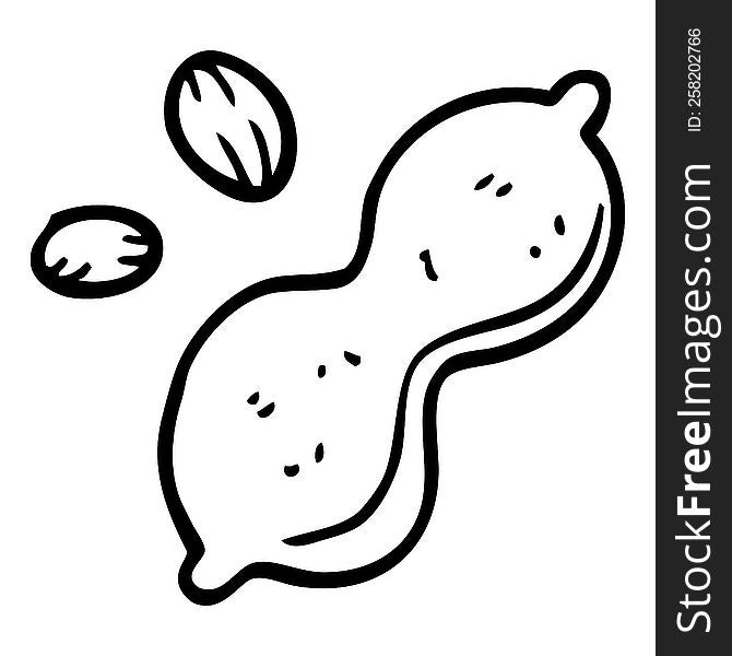 line drawing cartoon peanut and shell