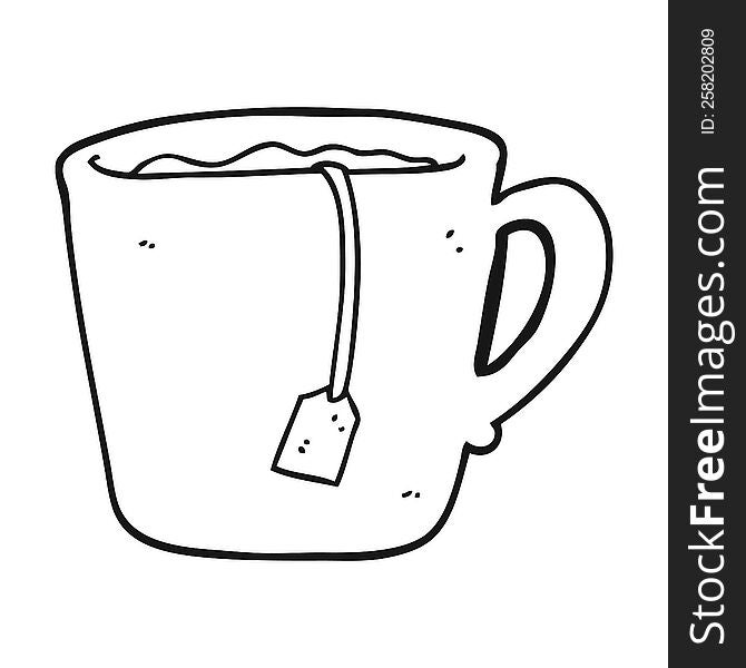 Black And White Cartoon Mug Of Tea