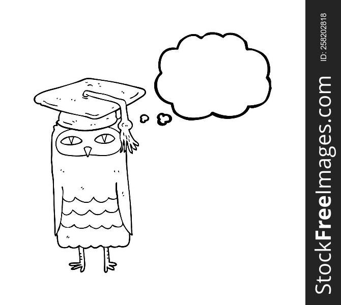 freehand drawn thought bubble cartoon wise owl