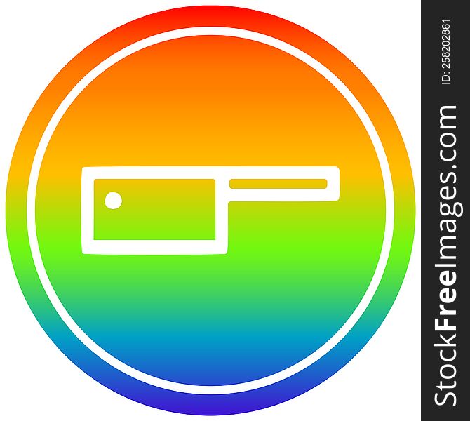 meat cleaver circular icon with rainbow gradient finish. meat cleaver circular icon with rainbow gradient finish